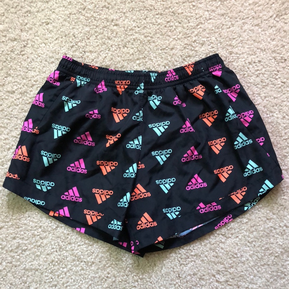 Adidas girls active shorts with adidas logo & attached liner - girls size 14